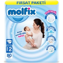 Hype Store Molfix Mini Bebek Bezi 2 Beden 3-6 kg 80 Adet Çok Renkli Rahat Kullanım
