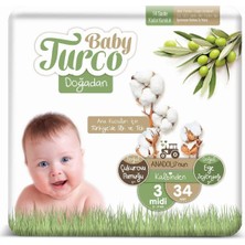 Hype Store Baby Turco Doğadan 3 Beden Bebek Bezi (1 x 34 Adet)