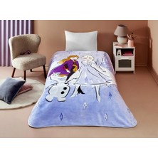 Hype Store Disney Frozen Hello Çizgi Film Karakteri Pamuk-Polyester Karışım Battaniye, Mavi, Beyaz, Mor, Tek Ki