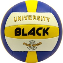 Black University Voleybol Topu Ağırlık No 5 (260-280 g) Dikişli PU Materyal Kapalı ve Açık Alan Uyumlu