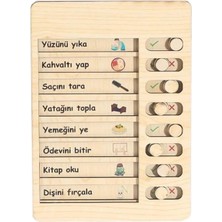 Delixa Ahşap Günlük Rutin ve Sorumluluk Panosu Çocuklar Için Eğitici Görev Takip Tablosu