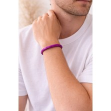 Herşey Nota Amethyst Flash Örgü Deri Bileklik – Çelik KILITLI-1365