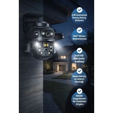Xo CR04 Çift Kameralı WiFi Akıllı Güvenlik Kamerası - 350° Döner Gece Görüşlü Kamera