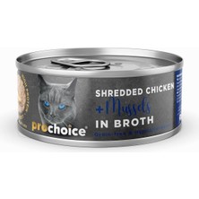 Hepta Collection Prochoice Deluxe Shredded, Tahılsız, Hipoalerjenik, Tiftiklenmiş Tavuk Eti ve Midyeli Yaş Kedi Mamas