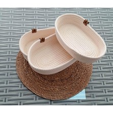 Hype Store 3 Adet Oval Hasır Sepet Ev Banyo Krem Jüt Kordon Halat Ip Örme Dekoratif Düzenleyici Organizer