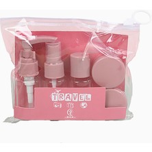 Delixa 7 Parça Seyahat Seti, Mor, Sprey ve Şişeler, Krem Kapları, Mini Huni, Şeffaf Taşıma Çantalı, Uçak Ba