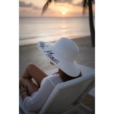 Fashion Cocktail Beach Please Plaj Sahil Lütfen Motto Yazılı Yazlık Tatil Deniz Güneş Geniş Hasır Şapka