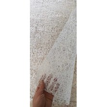 Kadirtarım 140 x 400 cm Silinebilir Lüks Masa Örtüsü Şeffaf Hasır Desen Beyaz Pvc Masa Örtüsü