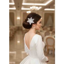 Sibelle Tasarım Beyaz Renk Çiçek Toka, Çiçekli Gelin Tokası, El Yapımı Toka, Düğün Tokası, Gelin Tacı, Zambak Toka