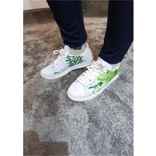 Liarca Rahat Şık Beyaz Yeşil Sneaker Yürüyüş Ayakkabısı 36 37 38 39 40 Numara