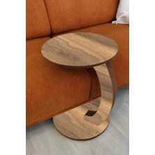 T&H C Sehpa Koltuk Sehpası Yan Sehpa Tekerlekli Yan Sehpa Servis Sehpası Ceviz