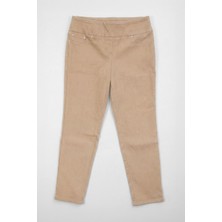 Markapia Kadın Bej Likralı Esnek Tayt Jean Pantolon