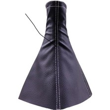 Norino Tüm Araçlara Uyumlu Vites Körüğü Siyah Deri Gri Dikiş