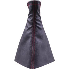 Norino Tüm Araçlara Uyumlu Vites Körüğü Siyah Deri Kırmızı Dikiş