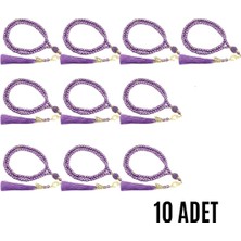 Norino Namaz Tesbihi Vavlı 99'lu Cam Incili Amenerrasulü Dua Kartı Ile Mor Renk Hediyelik 10 Adet