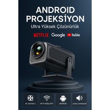 Normadia Yüksek Kaliteli Wifi Destekli Taşınabilir Akıllı Sinema Projektörü Siyah