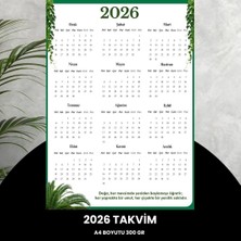 Norino Takvim 2026 Premium A4 300 gr Dijital Baskı Yeşil Yaprak