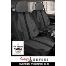 Naz Oto Sinop Serisi Füme Velur Kumaş- Lüks Üniversal Oto Koltuk Kılıfı