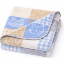 Rukiye Yavuz Pamuk Pazen Modern Tasarım Pamuk Kışlık Bebek Battaniyesi 95X120 cm – Mavi Desenli