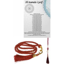 Norino Namaz Tesbihi Vavlı 99'lu Cam Incili 35 Besmele-I Şerif Dua Kartı Ile Fuşya Renk Hediyelik