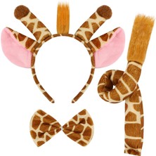 Pazarcan Zürafa Kosümü Aksesuar Seti 3 Lü - Taç Papyon Kuyruk