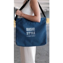 Norino Kanvas Çapraz Askılı Tote Çanta Lacivert