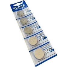 Supex CR2016 3V Lityum Düğme Pil - 5'li Kart