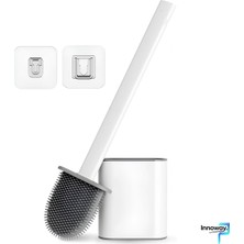 HUMAS Silikon Tuvalet Fırçası – Bükülebilir, Duvara Yapışabilen Pratik Wc Klozet Fırçası (Beyaz)