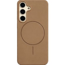Fenza Samsung Galaxy S24 Uyumlu Içi Kadife Magsafe Wireless Şarz Özellikli Camel Renkli Telefon Kılıfı