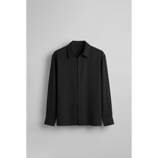 Abluka Online Erkek Relaxed Fit Uzun Kollu Basic Gömlek Siyah