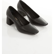 Manzo 25300 Hakiki Deri Kare Burun Topuklu Ayakkabı