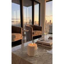 El Yapımı Modern Tasarım Dekoratif Dokulu Taş Görünüm Hediyelik Soya Mum