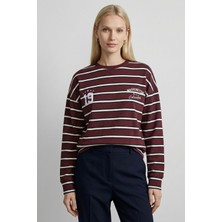 Rays Bordo Baskılı Bisiklet Yaka Bluz 8223