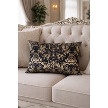 Lena Maison Lalezar Varaklı Kırlent Kılıfı Siyah-Gold 30X47 cm