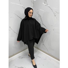 Modarte Kadın Panço Standart Beden Siyah – Günlük Kışlık Şık