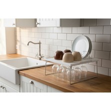 HUMAS Dolap Içi Katlanabilir Raf Düzenleyici – Tezgah Üstü Çok Amaçlı Organizer Raf (Beyaz)