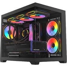 Revenge Siyah Terranova Kumandalı 6 Rgb Fanlı Midi Tower Cam Panel Gaming Oyuncu Boş Bilgisayar Kasası