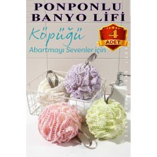 ArtMaster Banyo Lifi Ponponlu 4 Adet Ince Fileli Esnek ve Yumuşak Banyo Lifi Duş Banyo Kesesi Kaliteli Top Lif