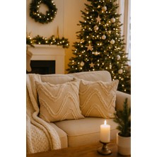 Uğur Home 2'li Tüylü ve Desenli Kırlent Kılıfı - 40X40CM ve 45X45CM Şık ve Konforlu Dekoratif Yastık