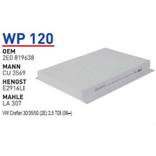 Wunder Filter Vw Crafter 30/35/50 (2e) 2.5 Tdı (06-)  Uyumlu Polen Filtresi Wp 120