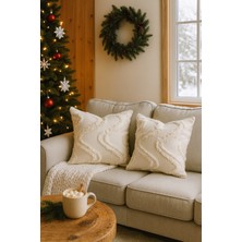 Uğur Home 2'li Tüylü ve Desenli Kırlent Kılıfı - 40X40CM ve 45X45CM Şık ve Konforlu Dekoratif Yastık