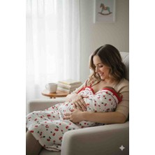 Yarımada Kadın Kooperatifi ​%100 Pamuklu Organik Müslin Dantel Detaylı Emzirme Önlüğü (97X70 Cm)