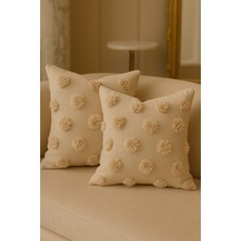 Uğur Home 2'li Tüylü ve Desenli Kırlent Kılıfı - 40X40CM ve 45X45CM Şık ve Konforlu Dekoratif Yastık Kılıfı