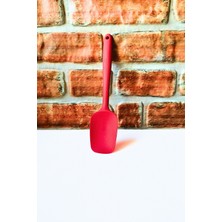 Elegancev Silikon Sert Düz Spatula - Kırmızı Renk- 27 cm - 1 Adet