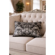 Lena Maison Lalezar Varaklı Kırlent Kılıfı Siyah-Gümüş 30X47 cm