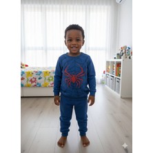 Wear Co Stıll Örümcek Desenli Pamuklu Erkek Çocuk 2'li Takım - Indigo Mavi