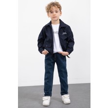 Cansın Mini Lacivert Çıtçıt Cepli Ceketli Jean Pantolonlu Erkek Çocuk 3lü Takım 23383