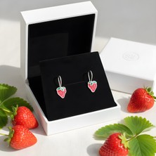 SS Selin Silver Çilekli Model Çocuk Küpesi 925 Ayar Gümüş Çocuk Küpesi