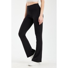 Hdm Kadın Yüksek Bel Toparlayıcı Siyah İspanyol Paça Tayt - H5612