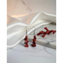 Meneva Aksesuar Mercan Doğal Taş Küpe